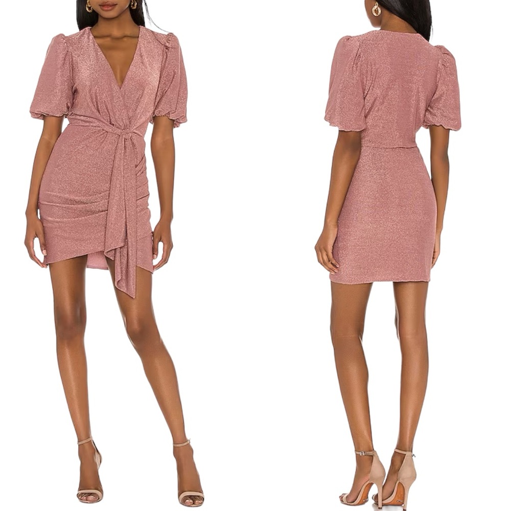 SAYLOR DEB MINI METALLIC ROSE DRESS SIZE SMALL